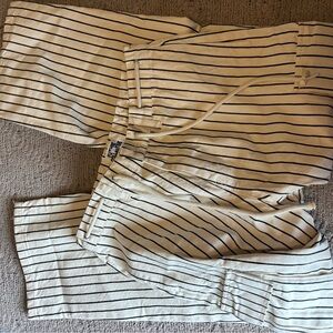 barrel leg off white & black pinstriped pants